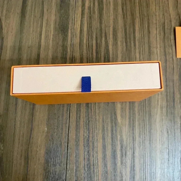 Authentic Louis Vuitton Orange Gift Box, Ribbon, 3” Name Card, and Bag Set - Picture 5 of 16